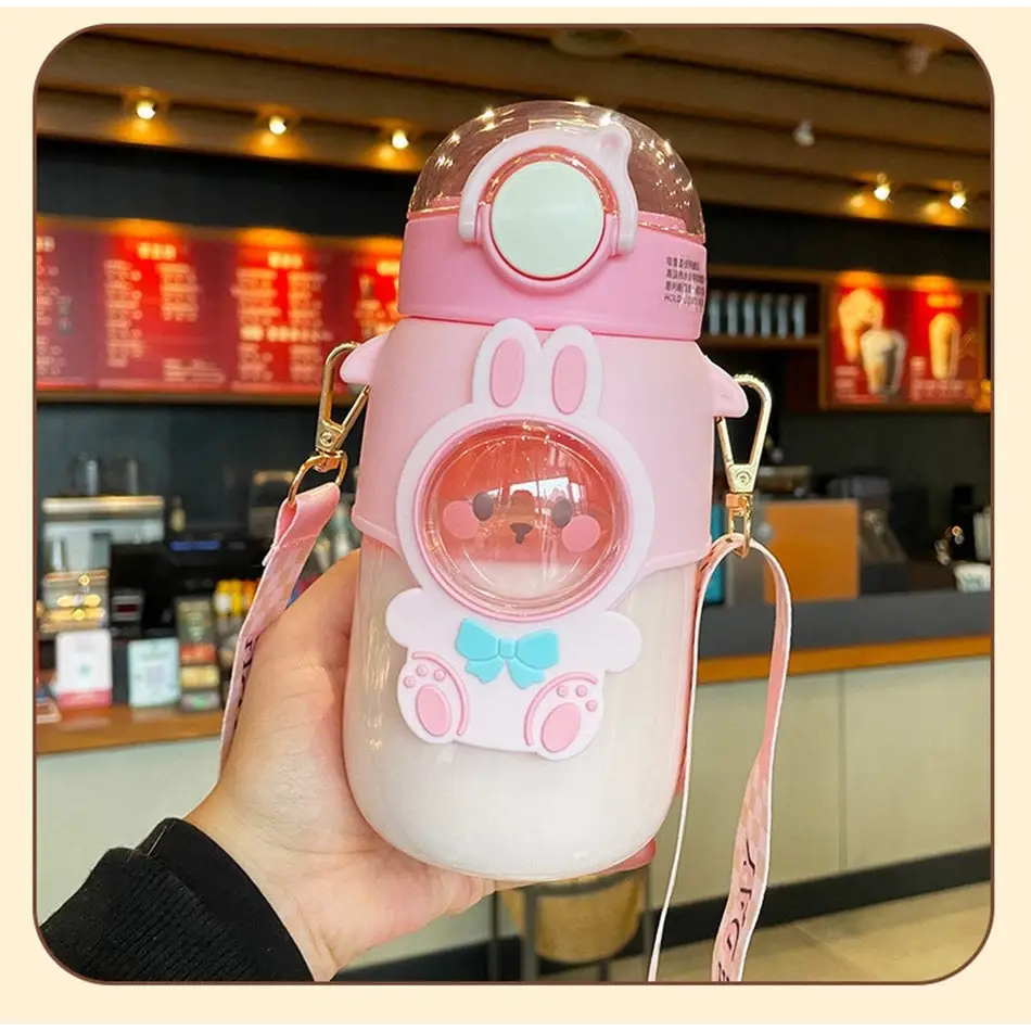 Pastel Kawaii Cat and Bunny Water Bottles for Cute Lovers - sippy cup