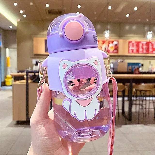 Pastel Kawaii Cat and Bunny Water Bottles for Cute Lovers - sippy cup