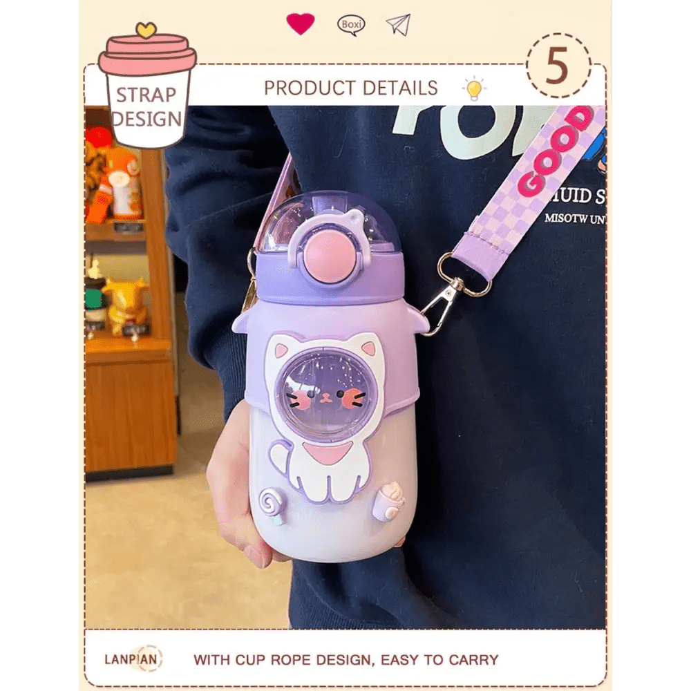 Pastel Kawaii Cat and Bunny Water Bottles for Cute Lovers - Cosparty