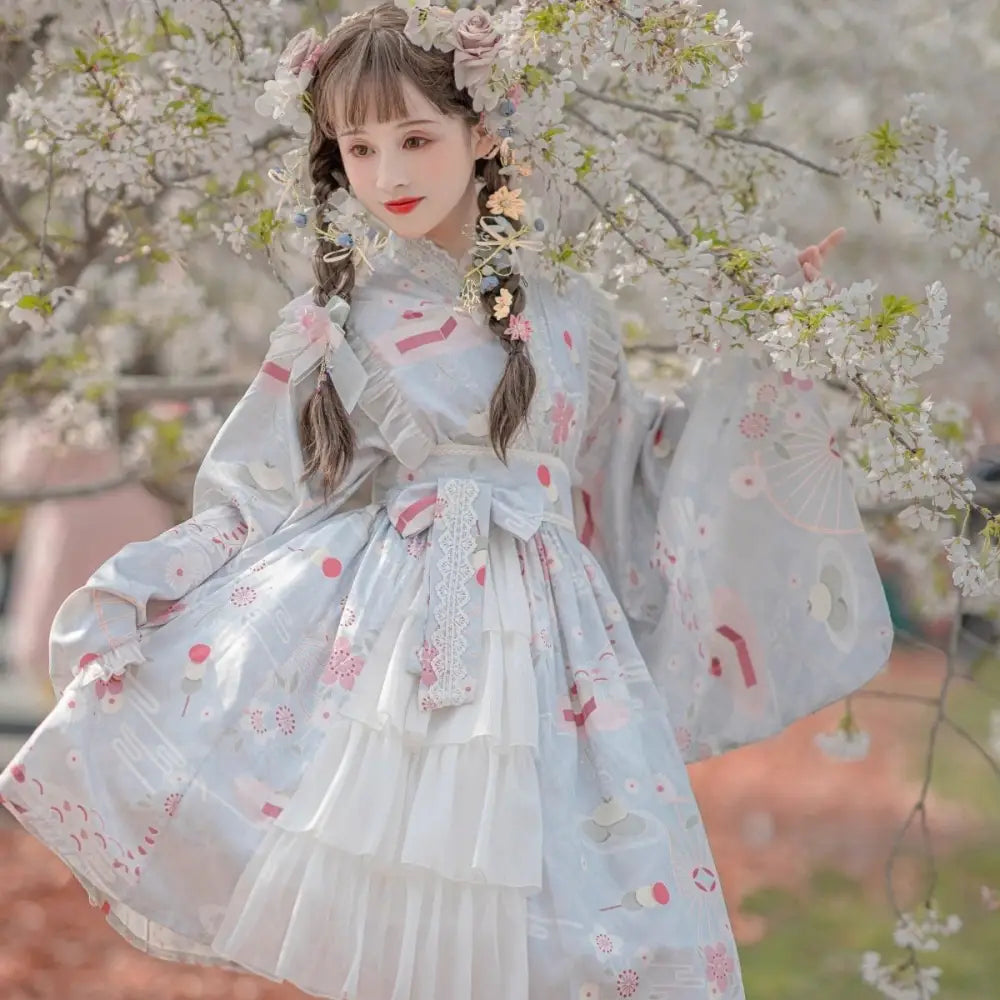 Pastel Kimono Lolita Dress for Kawaii Princesses - dress