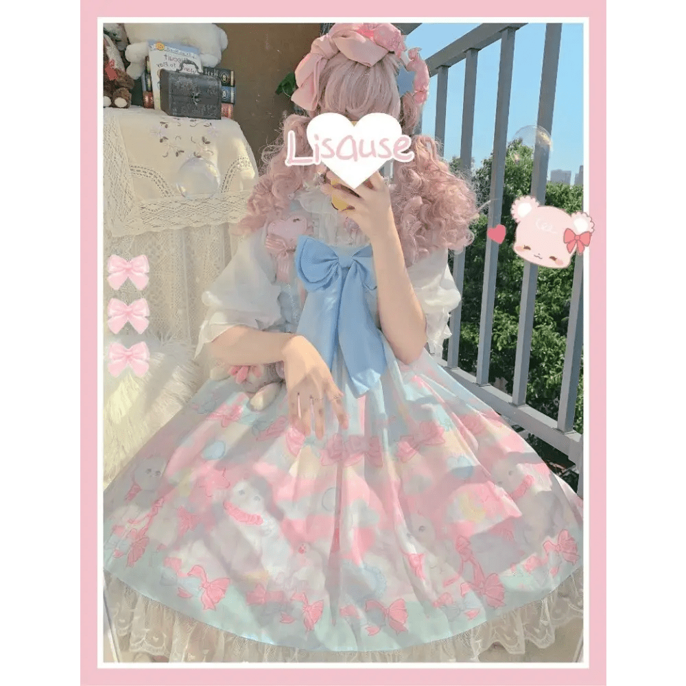 Pastel Kitten Themed Lolita Dress for Playful Princesses - Cosparty