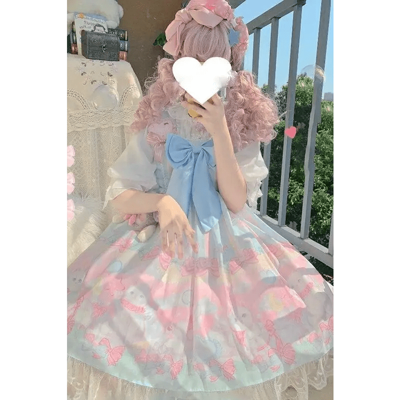 Pastel Kitten Themed Lolita Dress for Playful Princesses - Cosparty