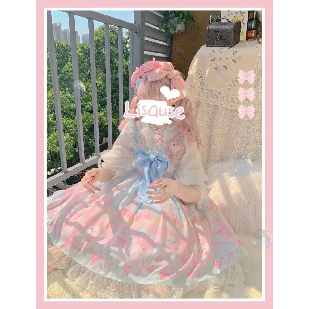 Pastel Kitten Themed Lolita Dress for Playful Princesses - Dress