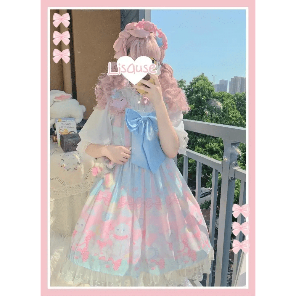 Pastel Kitten Themed Lolita Dress for Playful Princesses - Cosparty