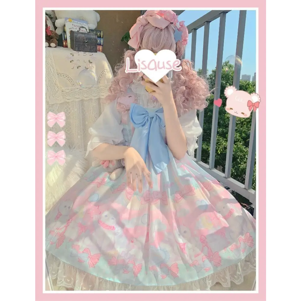 Pastel Kitten Themed Lolita Dress for Playful Princesses - Dress