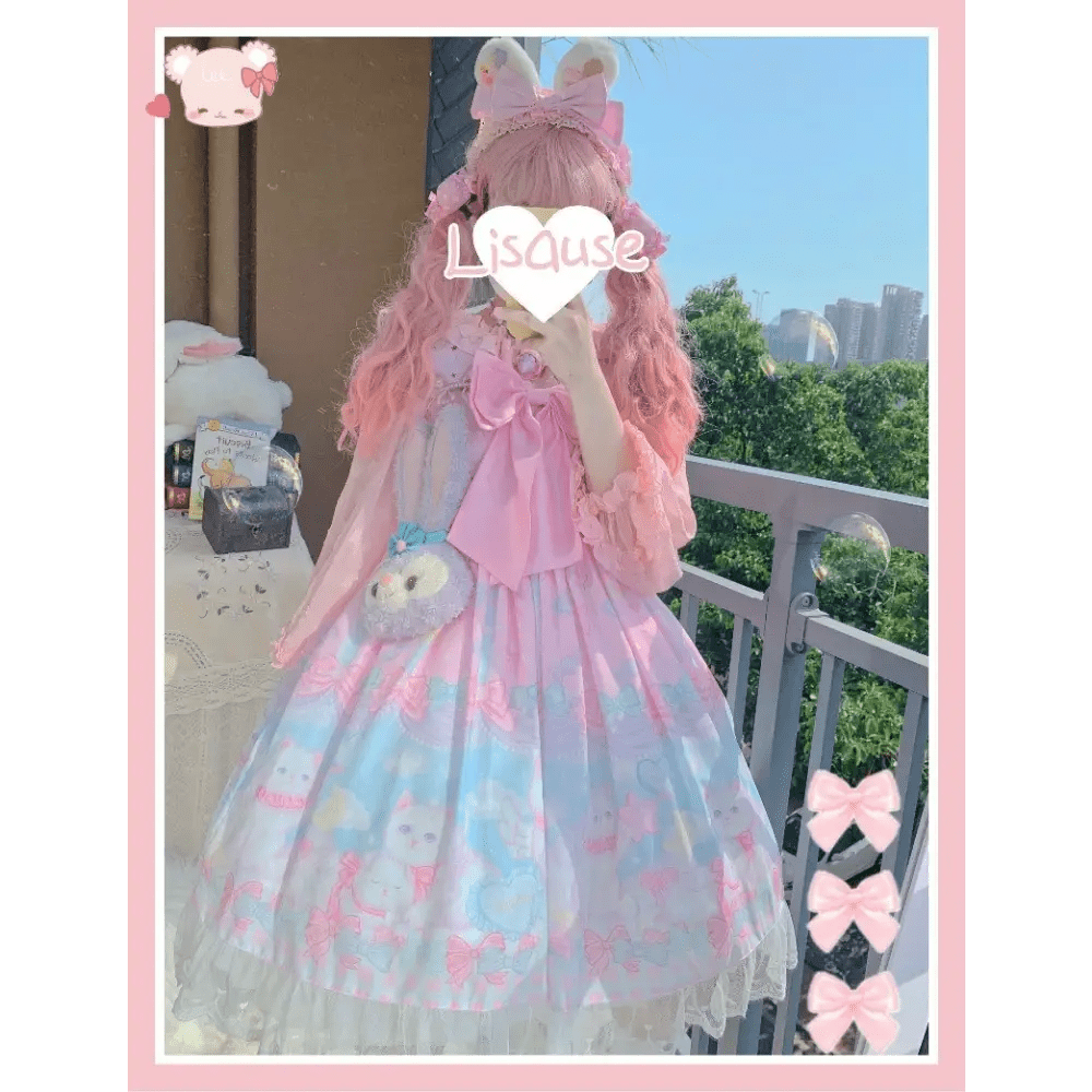 Pastel Kitten Themed Lolita Dress for Playful Princesses - Cosparty