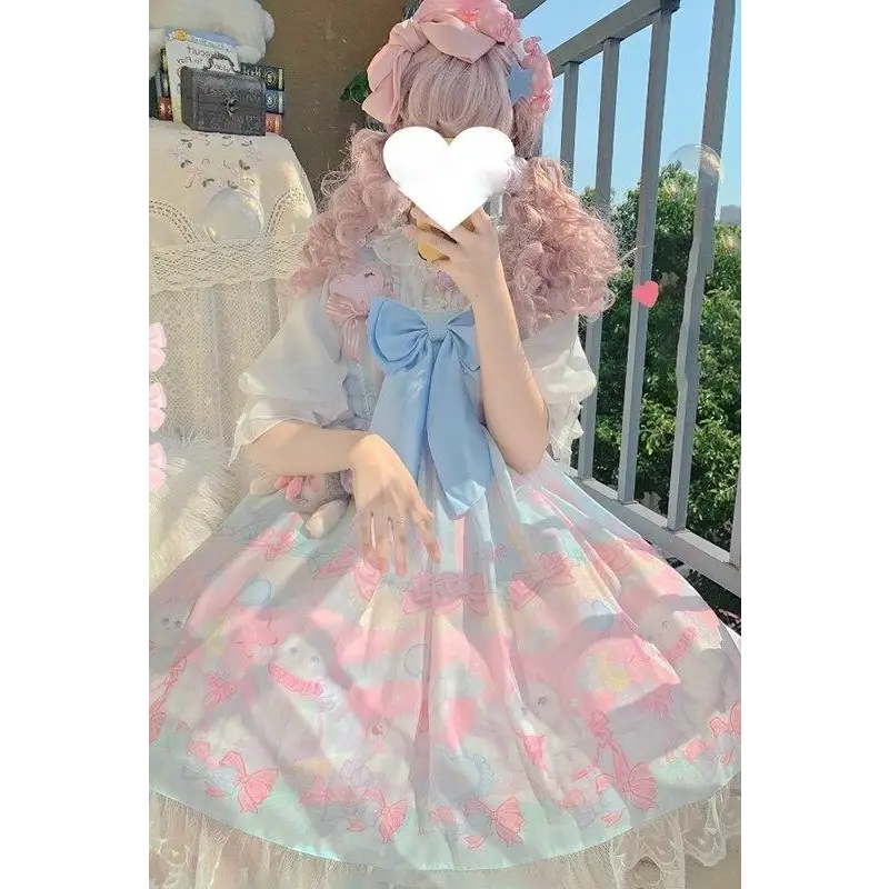 Pastel Kitten Themed Lolita Dress for Playful Princesses - Dress