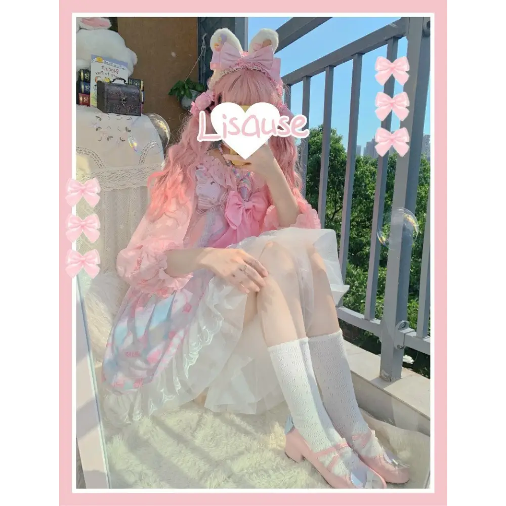 Pastel Kitten Themed Lolita Dress for Playful Princesses - Dress