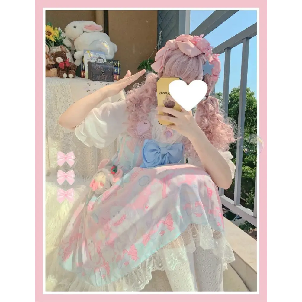 Pastel Kitten Themed Lolita Dress for Playful Princesses - Dress