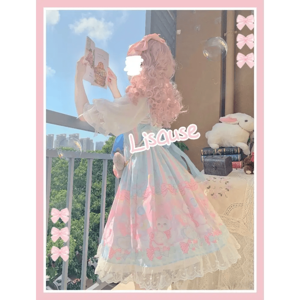 Pastel Kitten Themed Lolita Dress for Playful Princesses - Cosparty