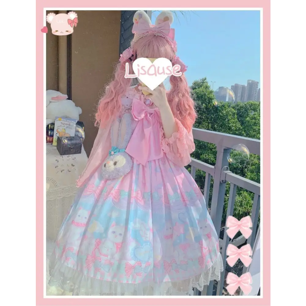 Pastel Kitten Themed Lolita Dress for Playful Princesses - Dress