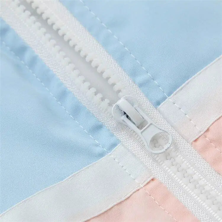 Pastel Kitten Windbreaker in Pink & Blue for Bitter Cold Protection - jacket