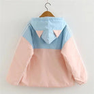 Pastel Kitten Windbreaker in Pink & Blue for Bitter Cold Protection - Cosparty