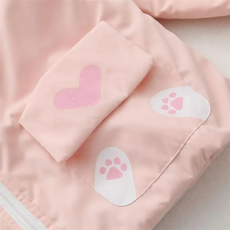 Pastel Kitten Windbreaker in Pink & Blue for Bitter Cold Protection - jacket