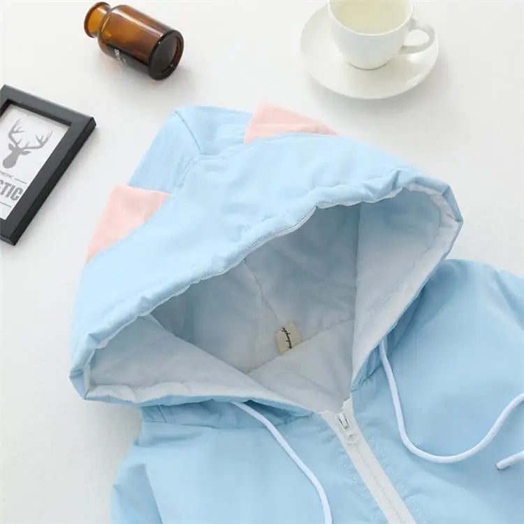 Pastel Kitten Windbreaker in Pink & Blue for Bitter Cold Protection - jacket