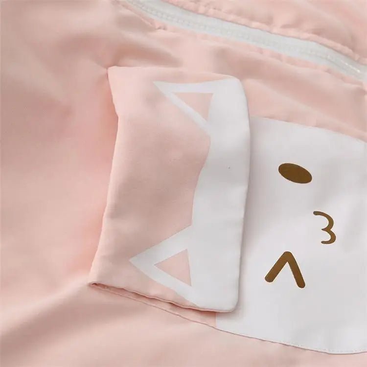 Pastel Kitten Windbreaker in Pink & Blue for Bitter Cold Protection - Cosparty