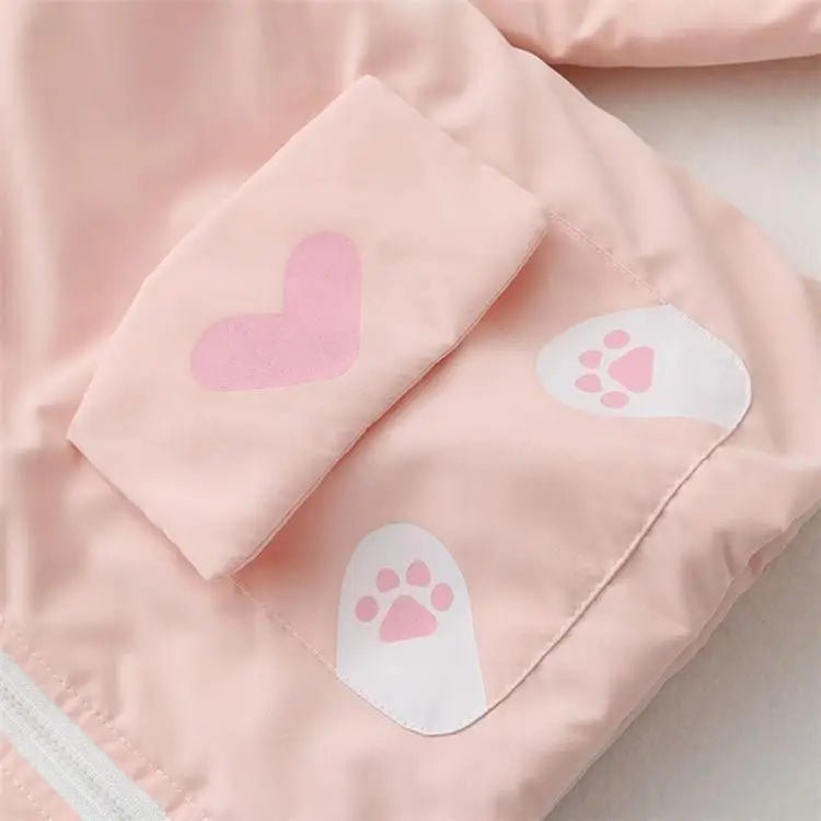 Pastel Kitten Windbreaker in Pink & Blue for Bitter Cold Protection - Cosparty