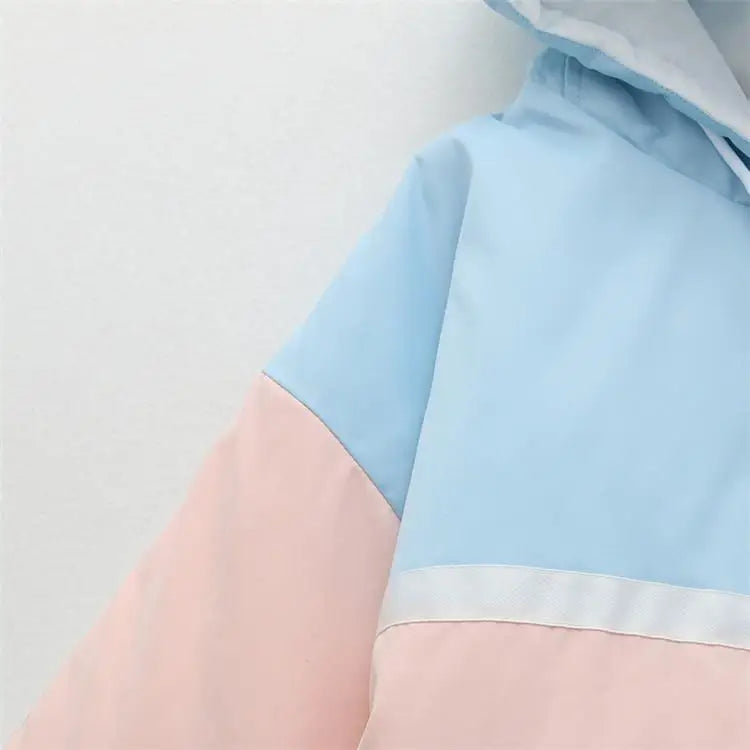 Pastel Kitten Windbreaker in Pink & Blue for Bitter Cold Protection - jacket