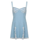 Pastel Lace Babydoll Dress with Silk Ribbons and Lace Accents - Cosparty