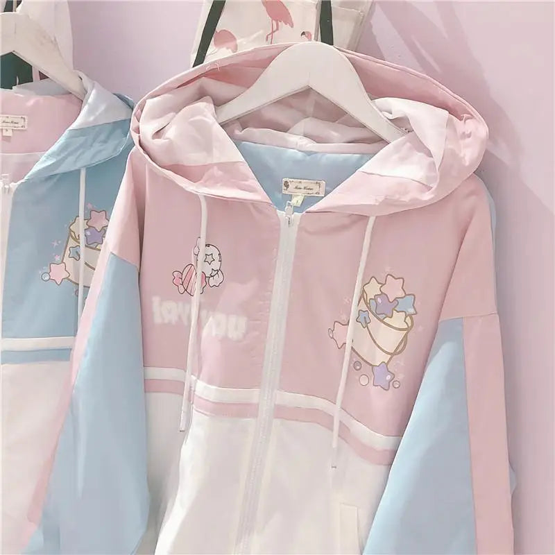 Pastel Love You Windbreaker Coat Inspired by Fairy Kei Fashion - coat