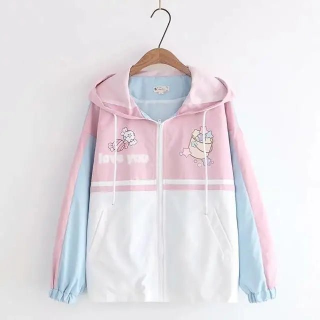 Pastel Love You Windbreaker Coat Inspired by Fairy Kei Fashion - Cosparty