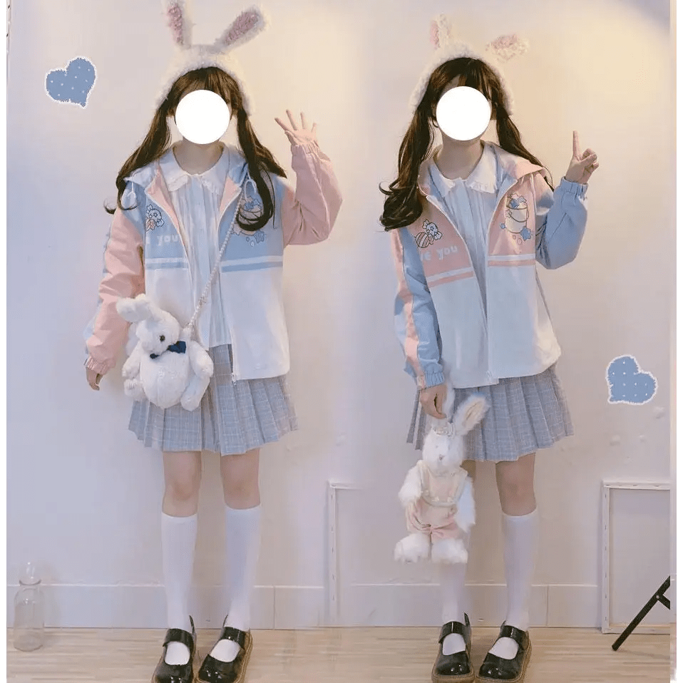 Pastel Love You Windbreaker Coat Inspired by Fairy Kei Fashion - Cosparty