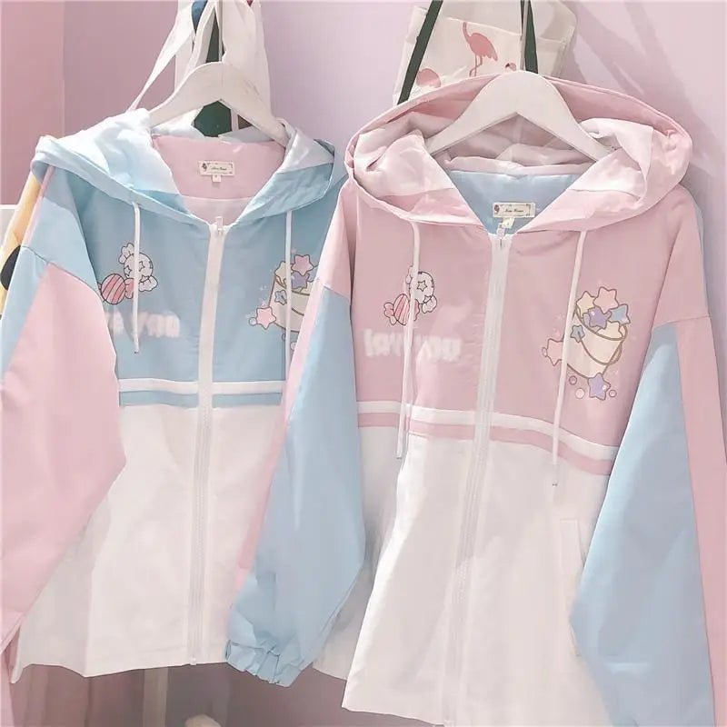 Pastel Love You Windbreaker Coat Inspired by Fairy Kei Fashion - Cosparty