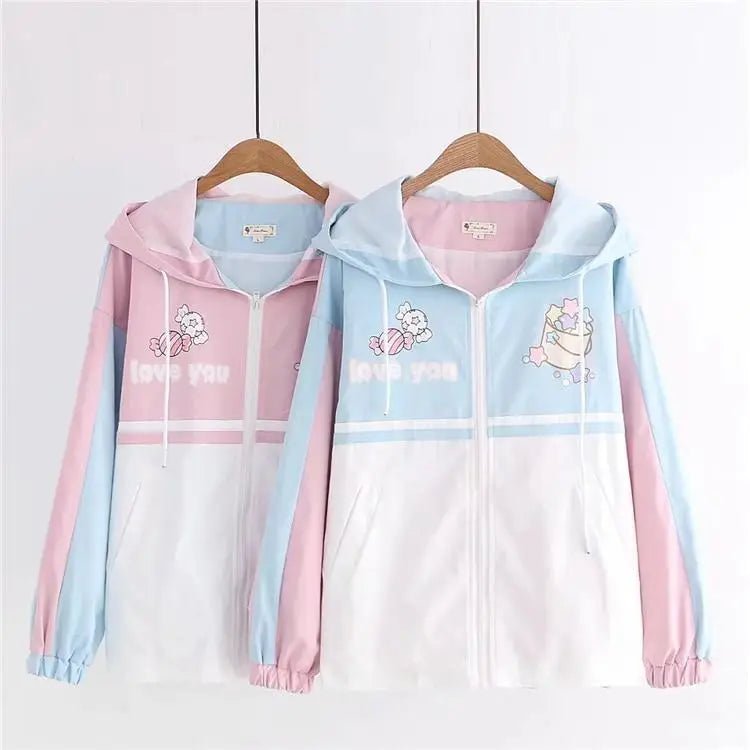 Pastel Love You Windbreaker Coat Inspired by Fairy Kei Fashion - Cosparty