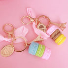 Pastel Macaron Keychain Made of Polymer Clay with Gold Hardware - Keychains