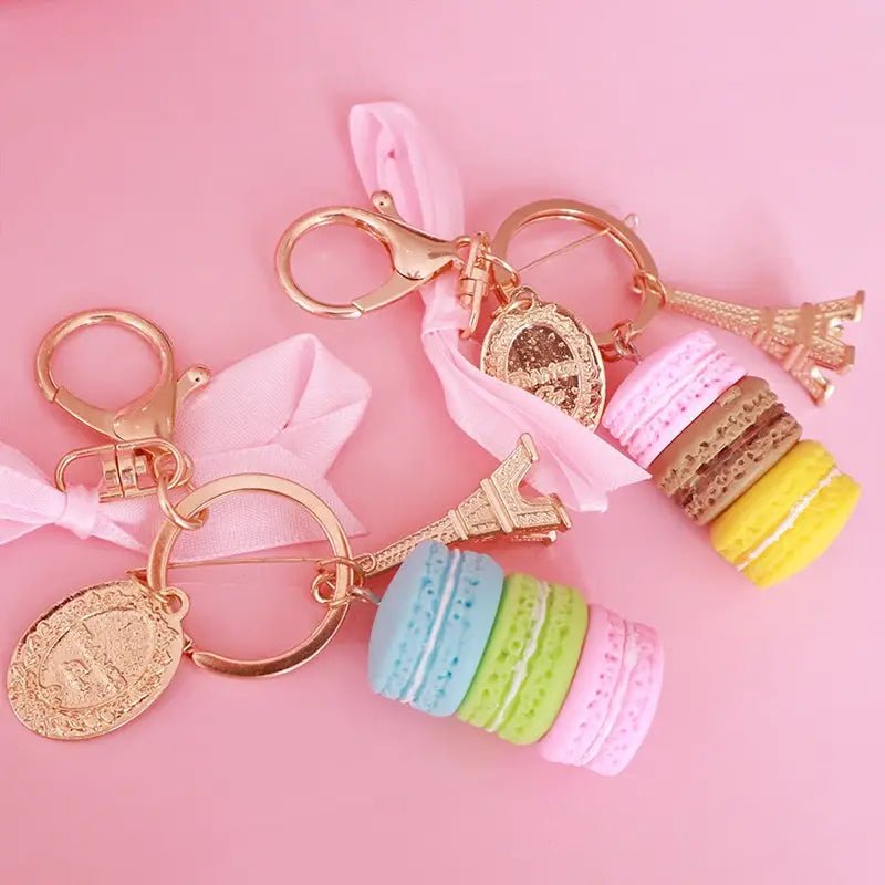 Pastel Macaron Keychain Made of Polymer Clay with Gold Hardware - Cosparty