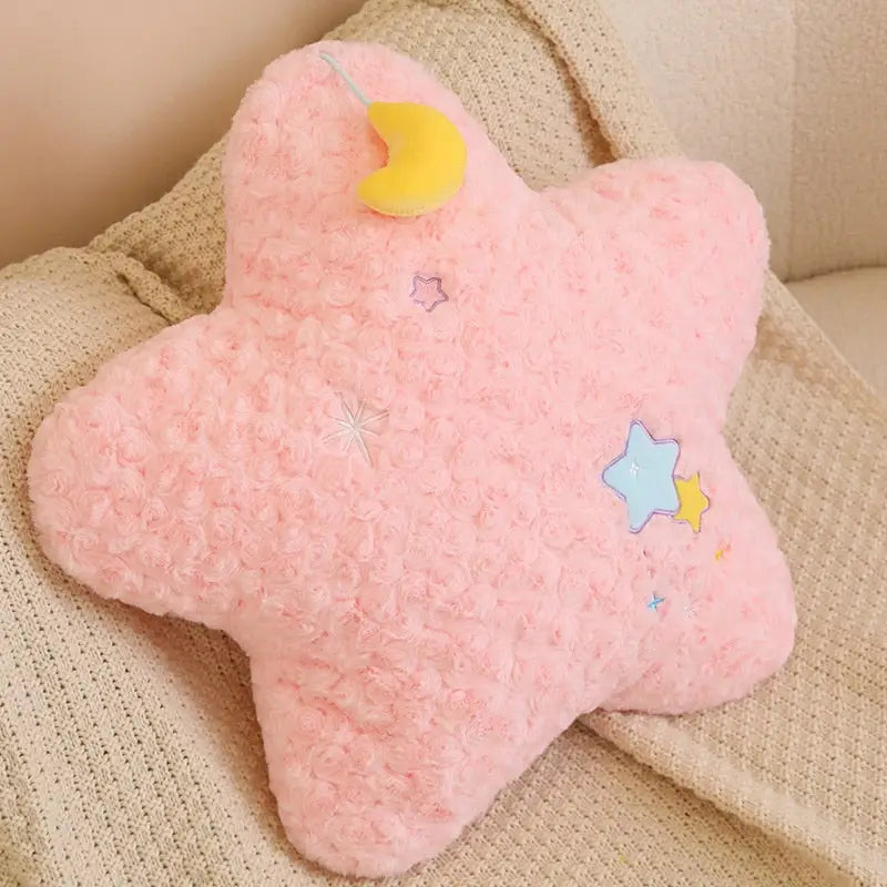 Pastel Magic Moon and Star Pillow for Dreamy Comfort - Pink Star - pillow