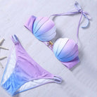 Pastel Mermaid Shell Bikini Set with Versatile Strap and Brief Styles - Cosparty