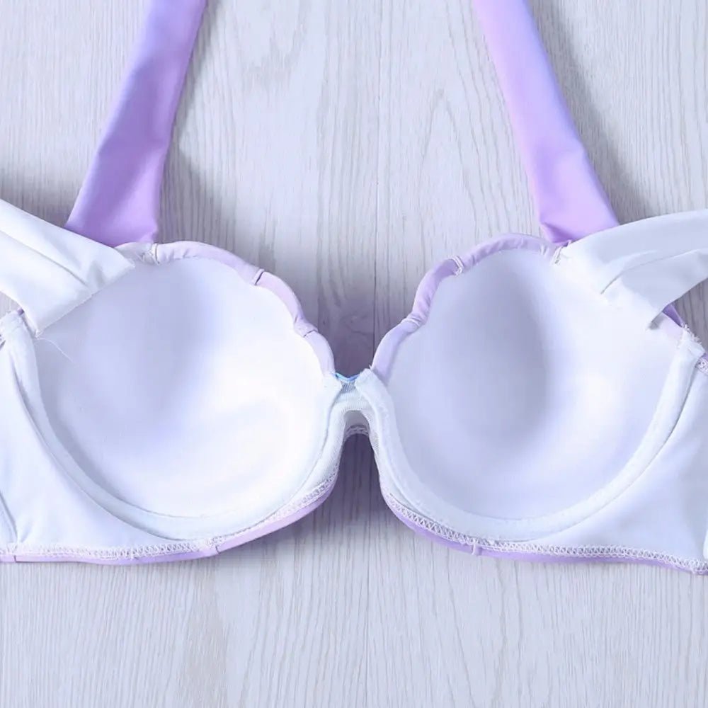 Pastel Mermaid Shell Bikini Set with Versatile Strap and Brief Styles - Cosparty