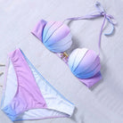 Pastel Mermaid Shell Bikini Set with Versatile Strap and Brief Styles - swimwear