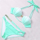 Pastel Mermaid Shell Bikini Set with Versatile Strap and Brief Styles - Cosparty