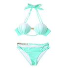 Pastel Mermaid Shell Bikini Set with Versatile Strap and Brief Styles - Cosparty