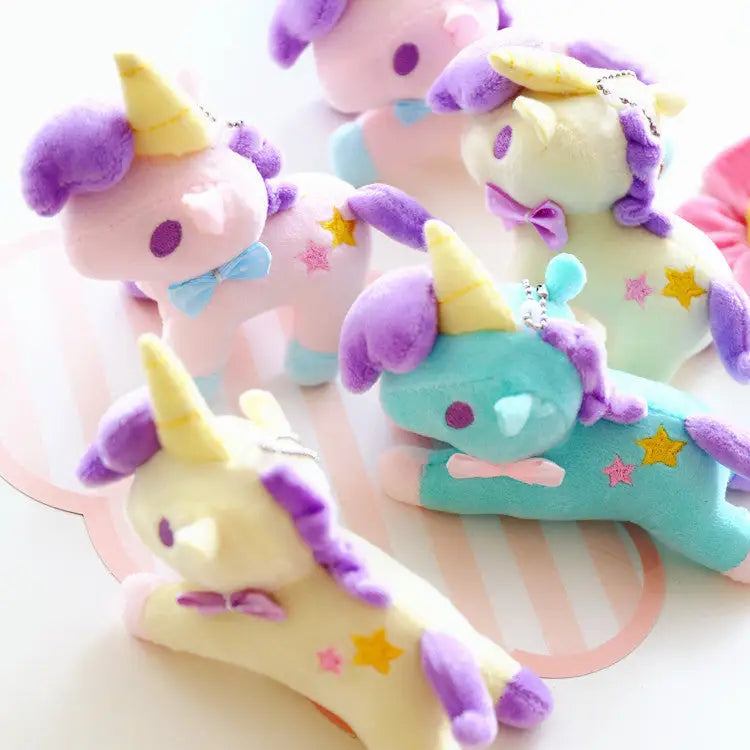 Pastel Miniature Unicorn Plush Keychain and Phone Strap - Plush