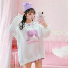 Pastel Otaku Anime Girl Collared Sweater in Pink and Purple - Cosparty