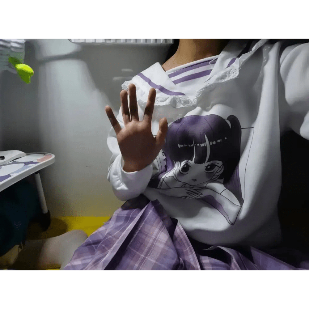 Pastel Otaku Anime Girl Collared Sweater in Pink and Purple - Cosparty