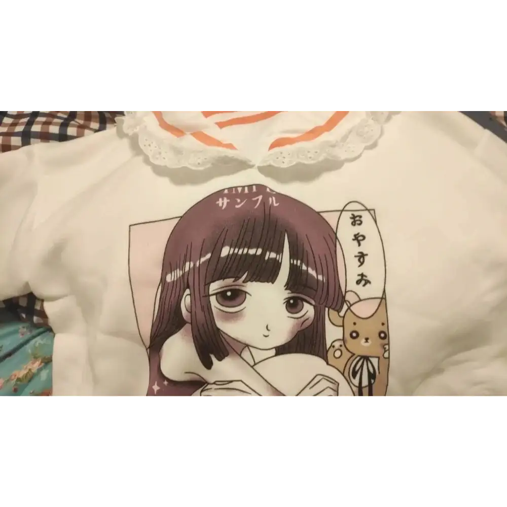 Pastel Otaku Anime Girl Collared Sweater in Pink and Purple - sweater