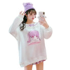 Pastel Otaku Anime Girl Collared Sweater in Pink and Purple - Cosparty