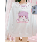 Pastel Otaku Anime Girl Collared Sweater in Pink and Purple - Cosparty