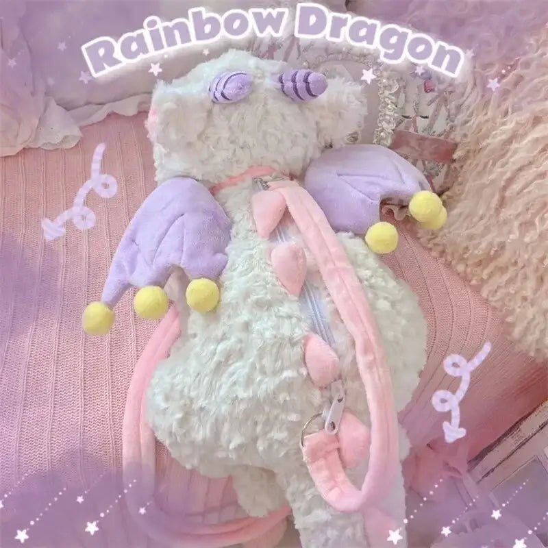 Pastel Party Dragon Plush Handbag for Kawaii Fashion Enthusiasts - Cosparty
