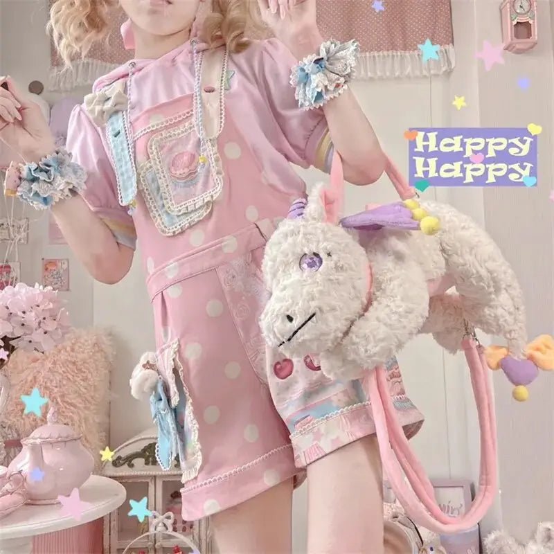 Pastel Party Dragon Plush Handbag for Kawaii Fashion Enthusiasts - Cosparty
