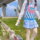 Birthday Cake Knit Vest - Blue - cake, cakes, candy, decora, decora kei