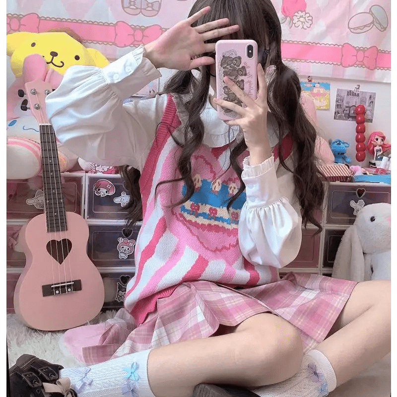 Pastel Party - Kei Birthday Cake Knit Vest for Sweet Celebrations - Cosparty