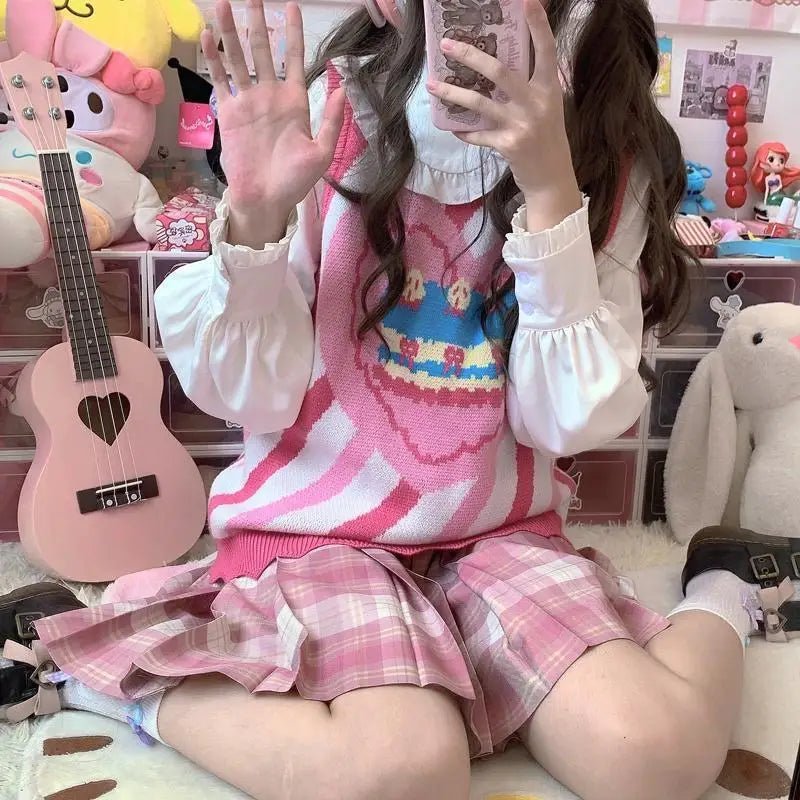 Pastel Party - Kei Birthday Cake Knit Vest for Sweet Celebrations - Cosparty