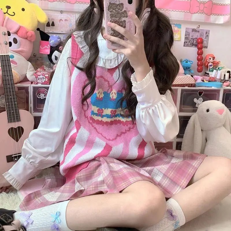 Pastel Party - Kei Birthday Cake Knit Vest for Sweet Celebrations - Cosparty