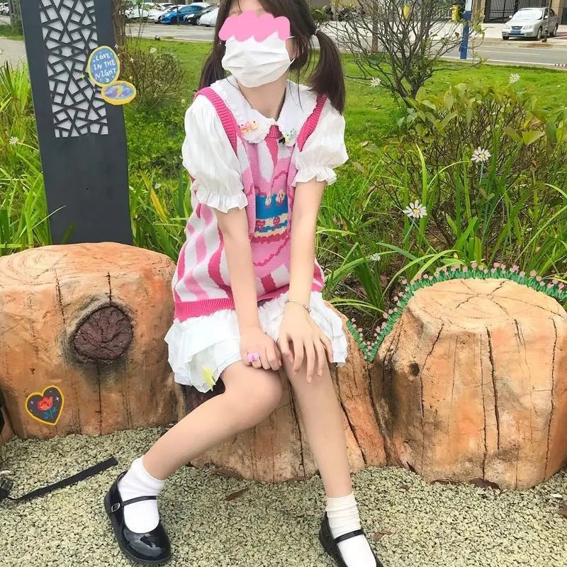 Pastel Party - Kei Birthday Cake Knit Vest for Sweet Celebrations - Cosparty