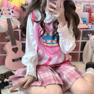 Pastel Party-Kei Birthday Cake Knit Vest for Sweet Celebrations - vest